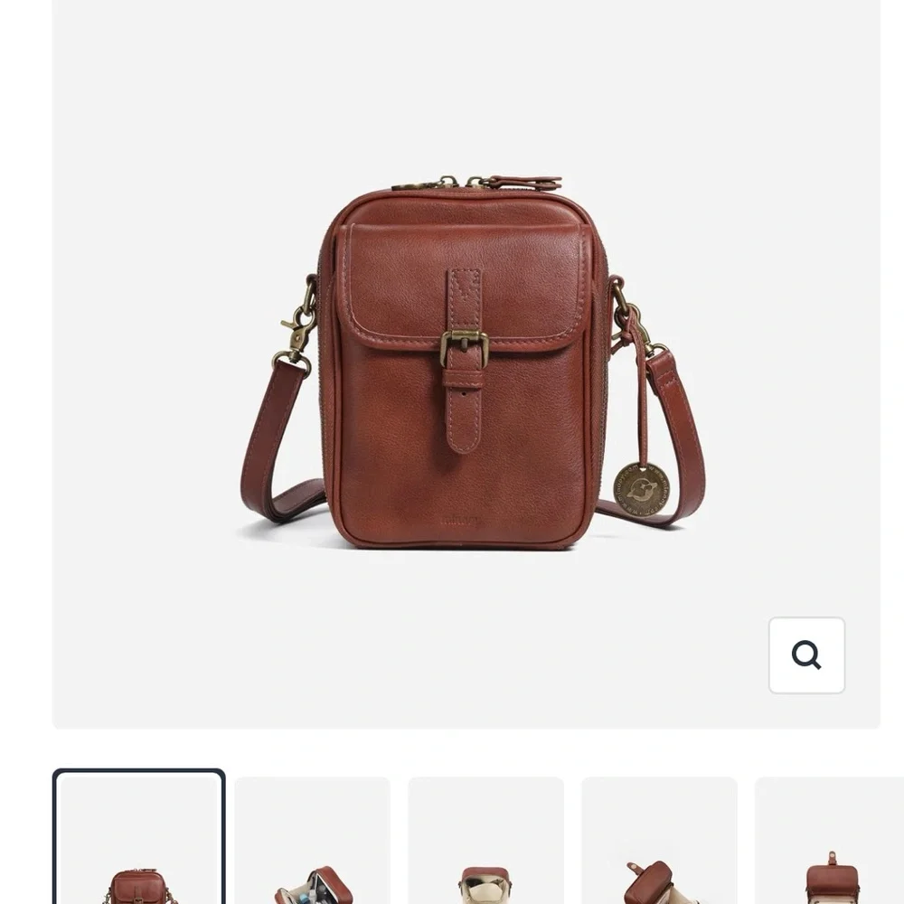 Minooy Naya Coffee-Brown Leather Crossbody Bag - Picture 14 of 16